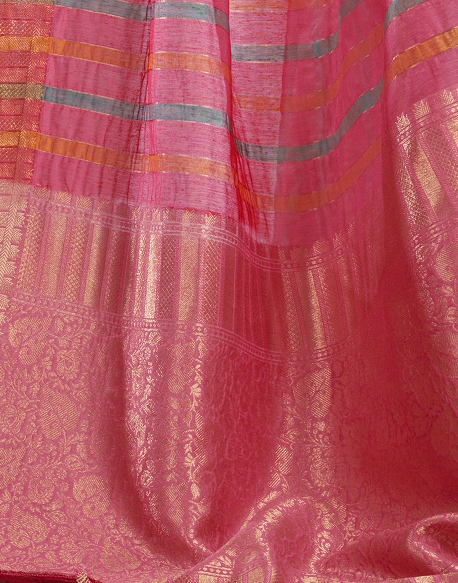 Pink Woven Silk Saree