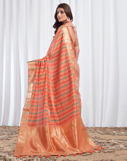 Peach Woven Silk Saree