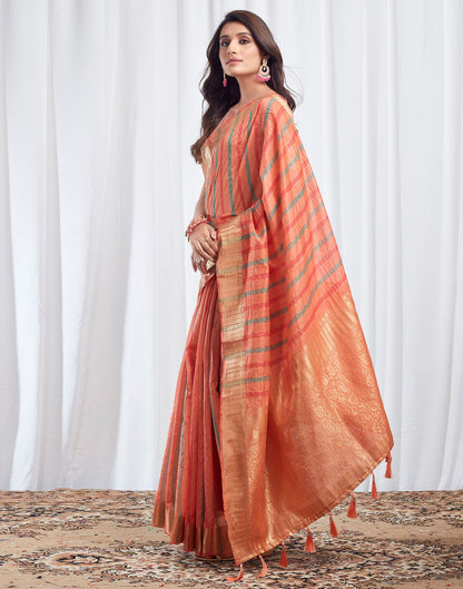 Peach Woven Silk Saree