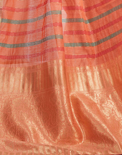 Peach Woven Silk Saree