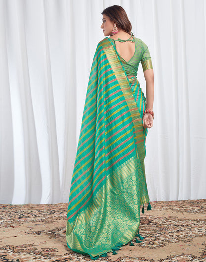 Turquoise Woven Silk Saree