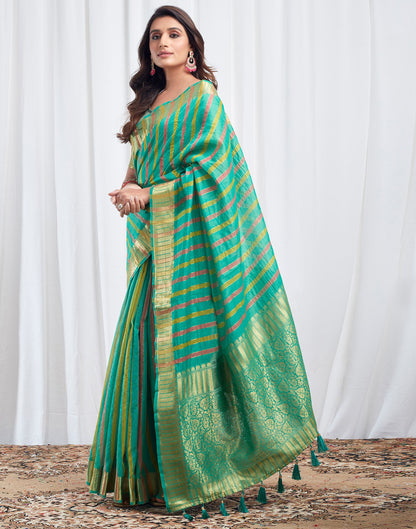 Turquoise Woven Silk Saree