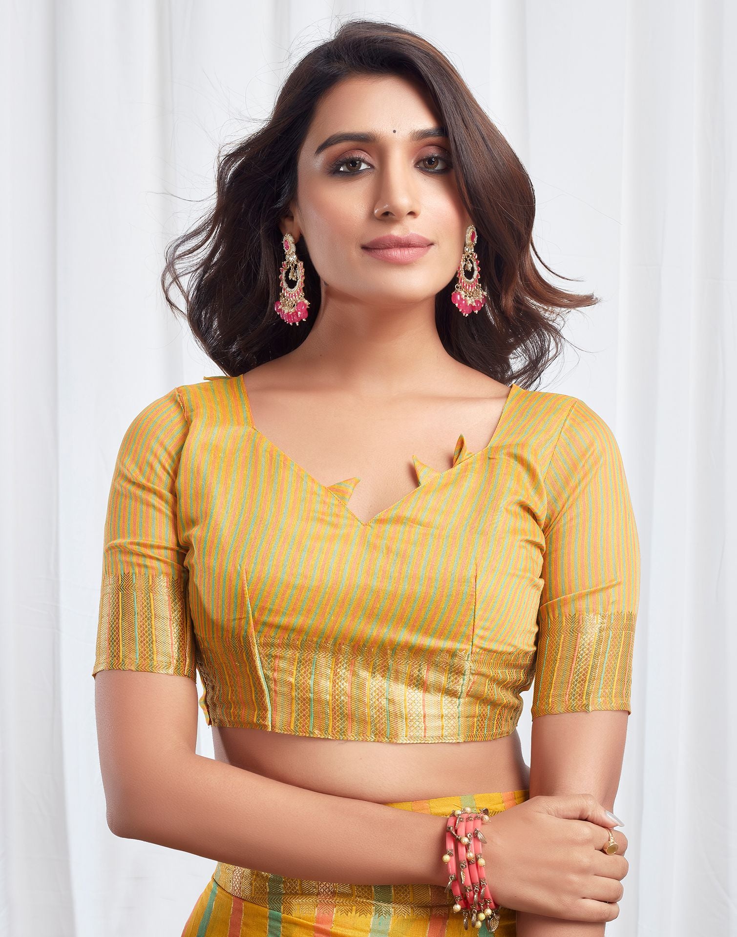 Yellow Woven Silk Saree