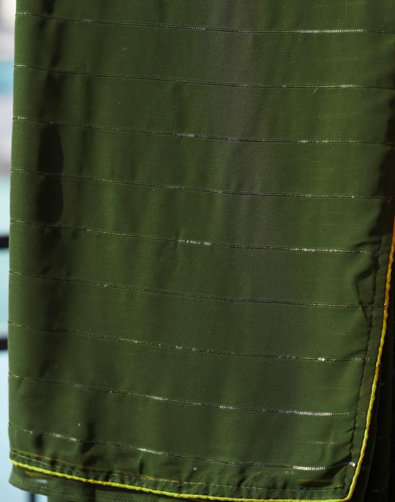 Mehndi Green Plain Georgette Saree