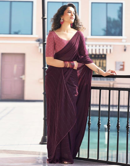 Deep Purple Plain Georgette Saree