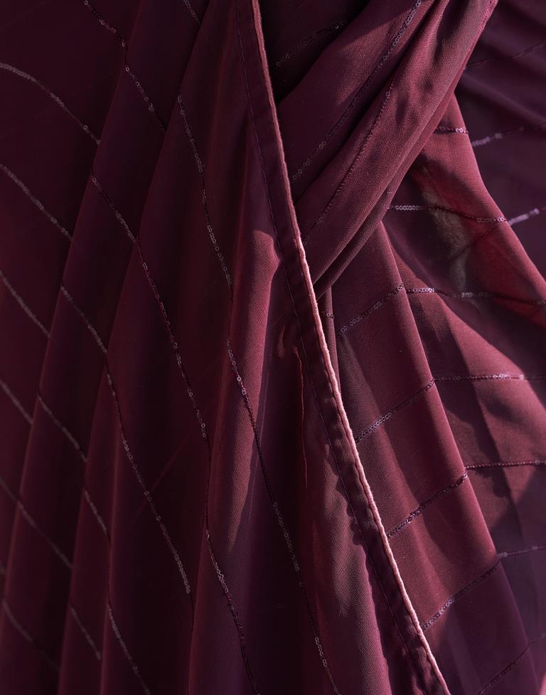 Deep Purple Plain Georgette Saree