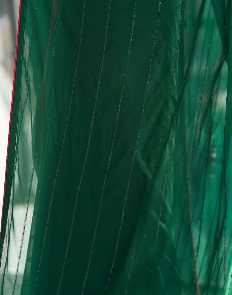 Dark Green Plain Georgette Saree