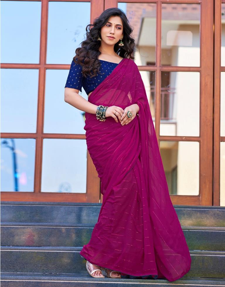 Rani Pink Plain Georgette Saree