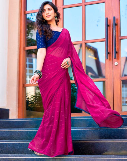 Rani Pink Plain Georgette Saree