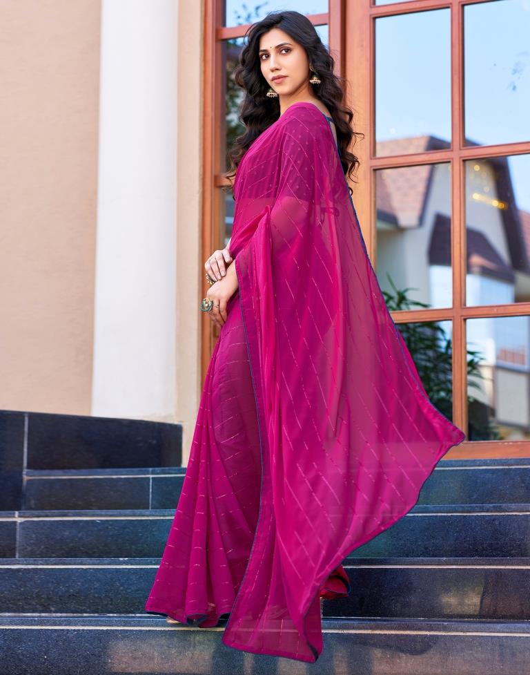 Rani Pink Plain Georgette Saree