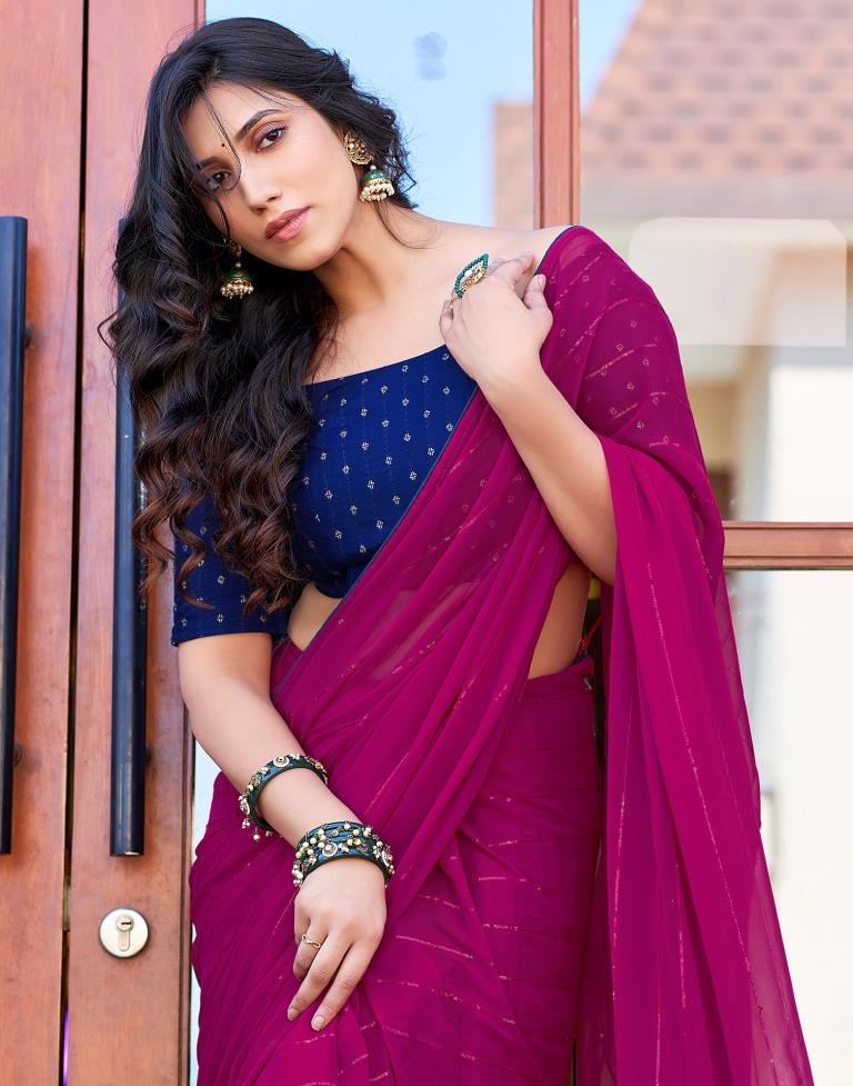 Rani Pink Plain Georgette Saree