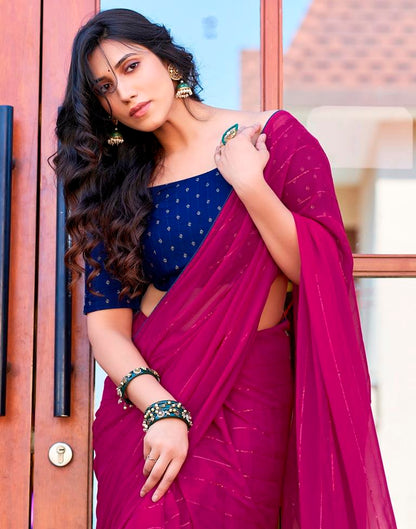 Rani Pink Plain Georgette Saree