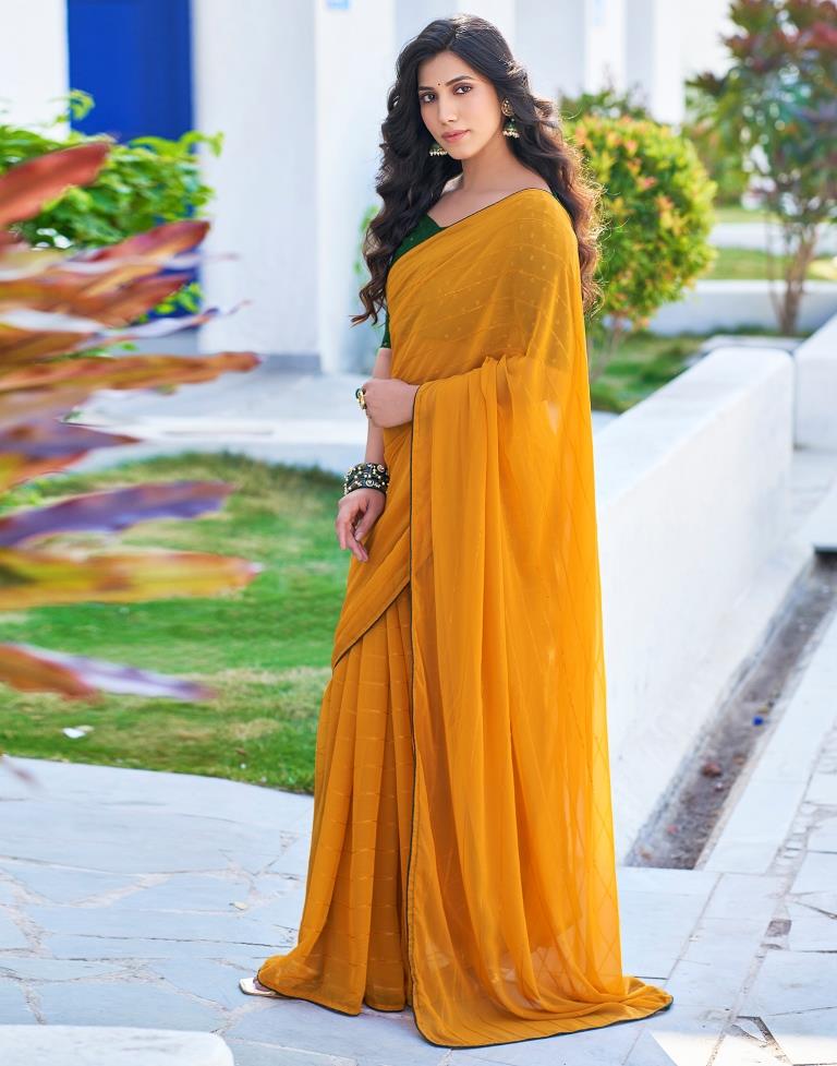 Turmeric Plain Georgette Saree