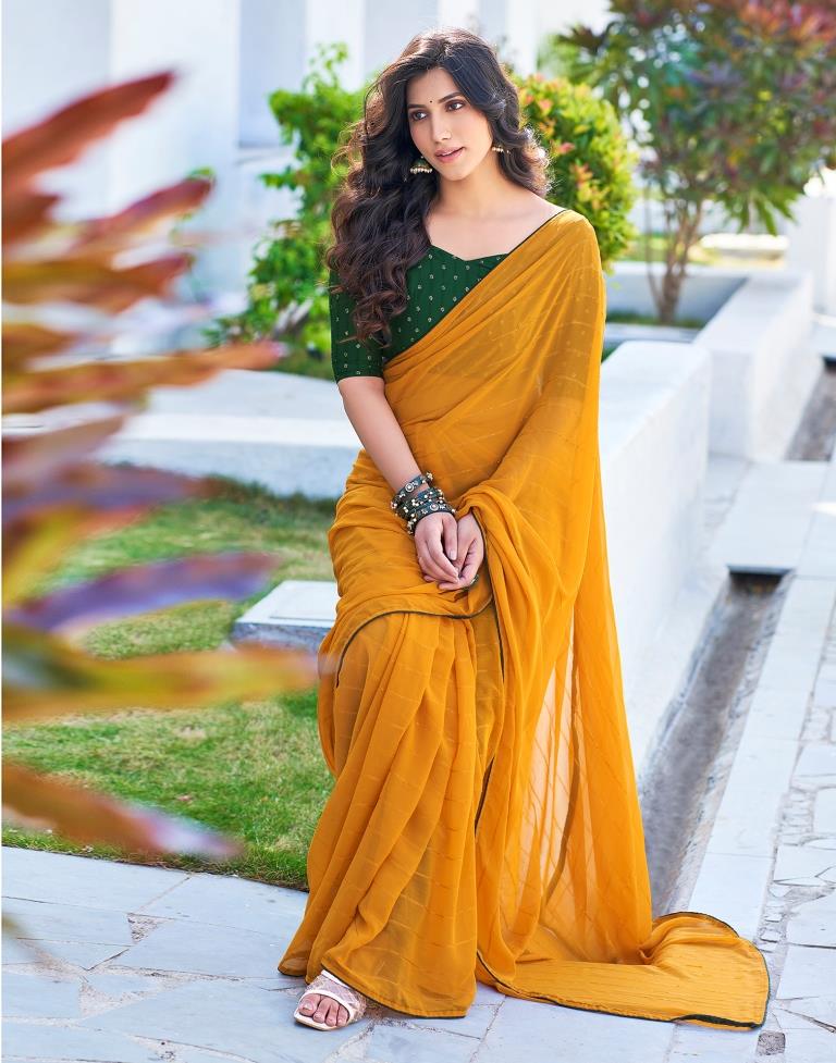 Turmeric Plain Georgette Saree