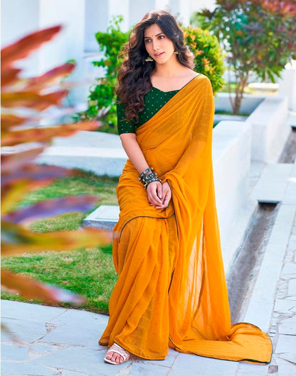 Turmeric Plain Georgette Saree