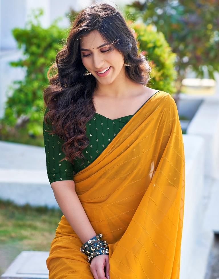 Turmeric Plain Georgette Saree