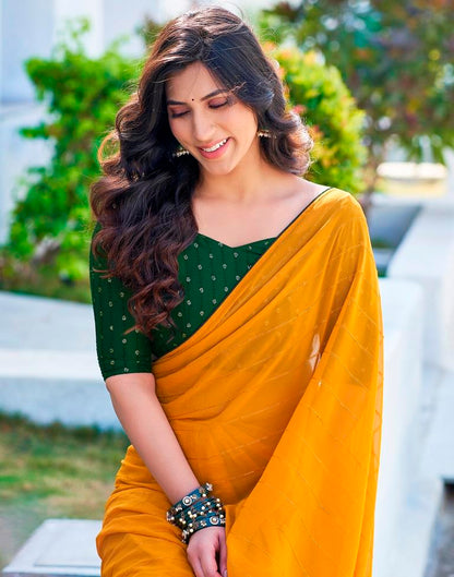 Turmeric Plain Georgette Saree