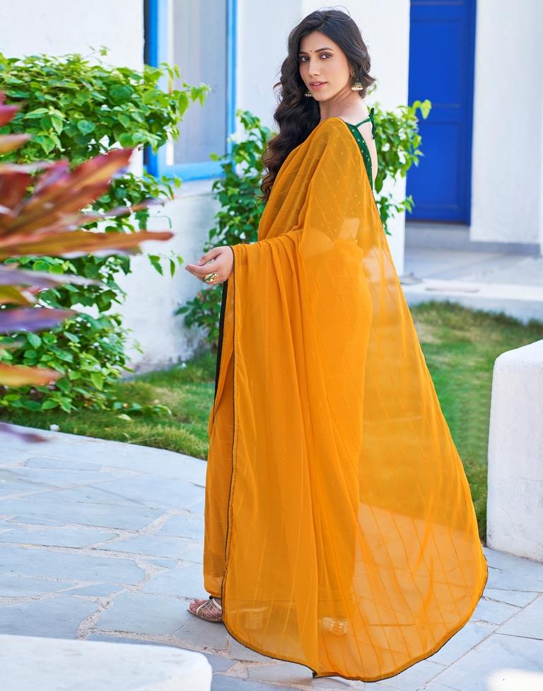 Turmeric Plain Georgette Saree