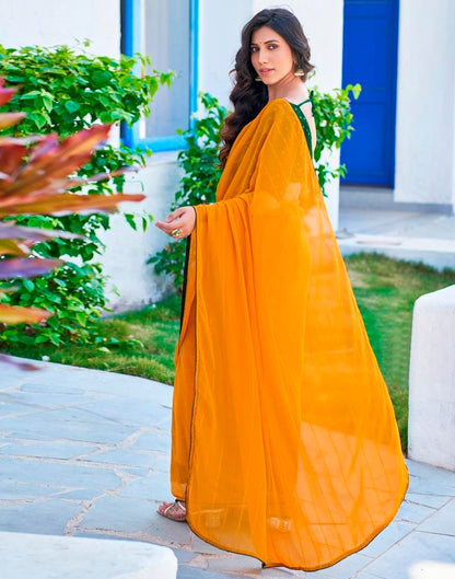 Turmeric Plain Georgette Saree