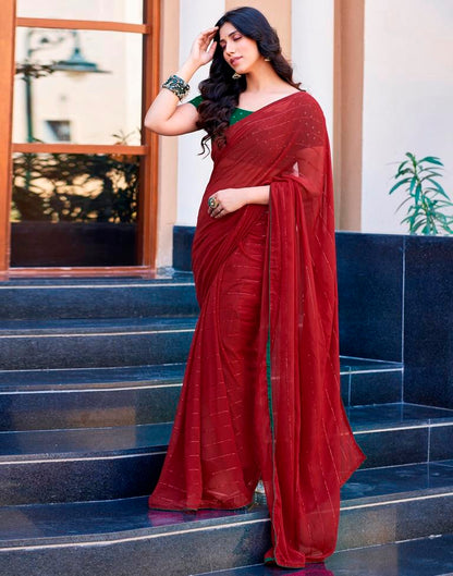 Maroon Plain Georgette Saree