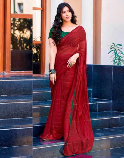 Maroon Plain Georgette Saree