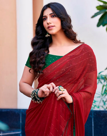 Maroon Plain Georgette Saree