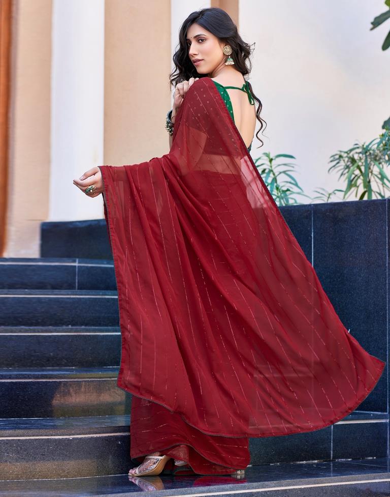 Maroon Plain Georgette Saree