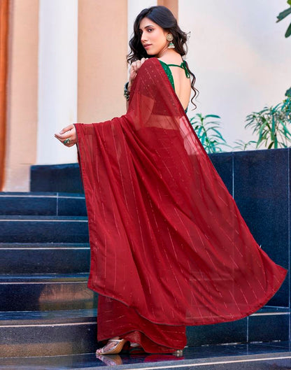 Maroon Plain Georgette Saree