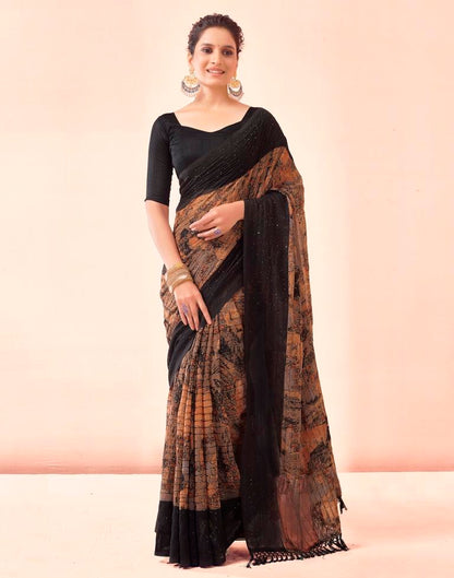 Black Printed Georgette Saree