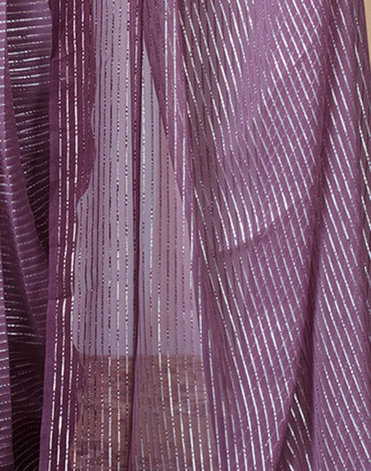 Ready to Wear Deep Purple Wovern Zari Strip Georgette Saree