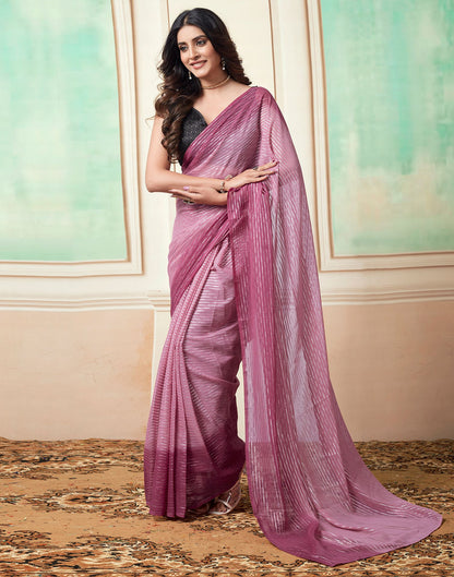 Ready to Wear Pink Wovern Zari Strip Georgette Saree