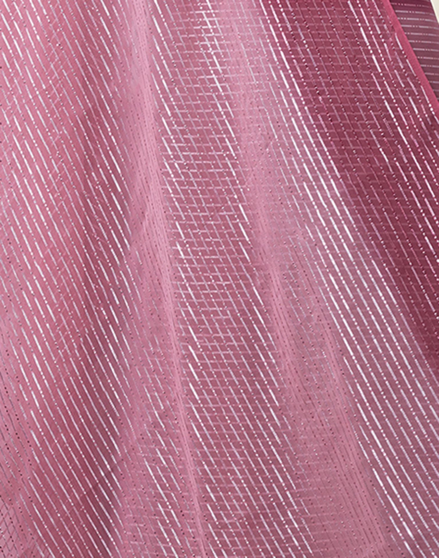 Ready to Wear Pink Wovern Zari Strip Georgette Saree