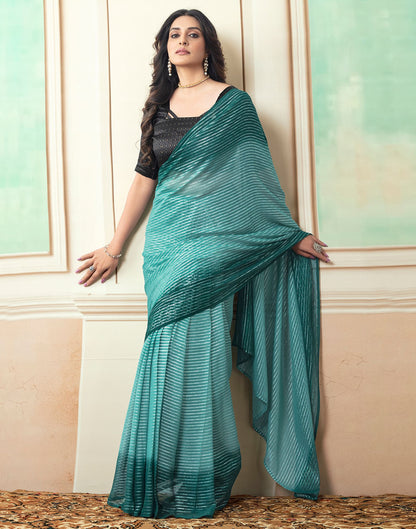 Ready to Wear Rama Wovern Zari Strip Georgette Saree