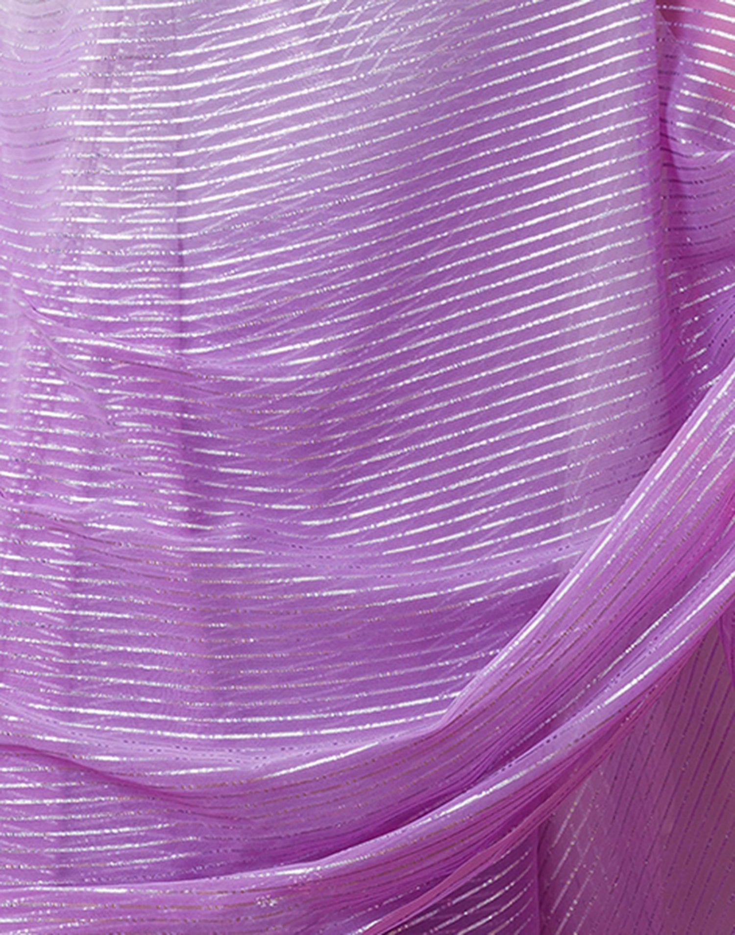 Ready to Wear Purple Wovern Zari Strip Georgette Saree