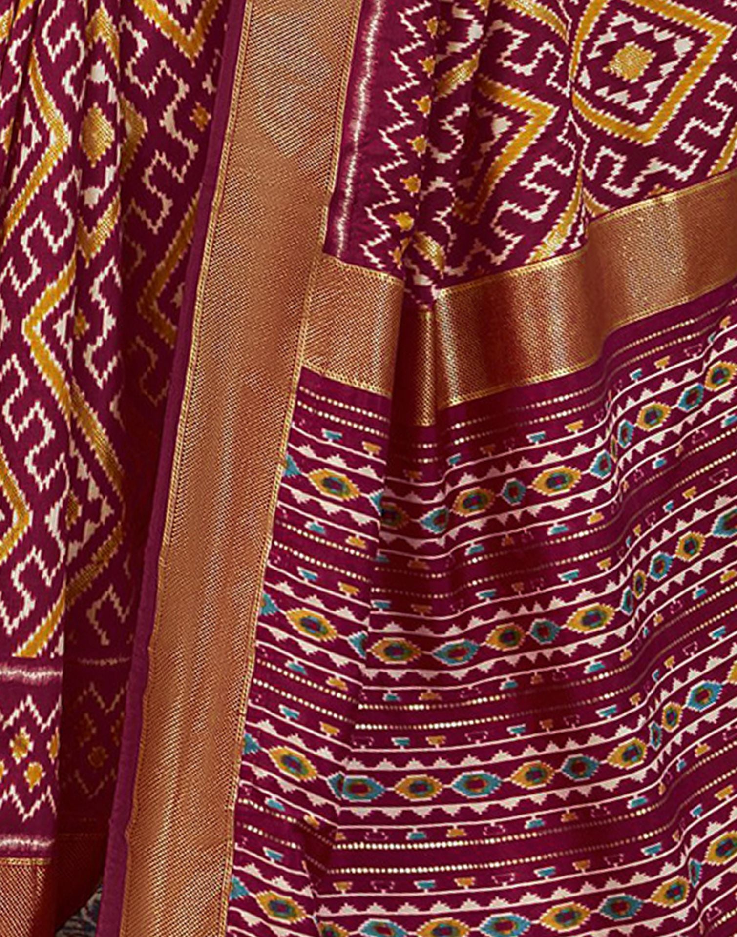 Maroon Printed Silk Saree