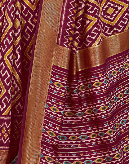 Maroon Printed Silk Saree