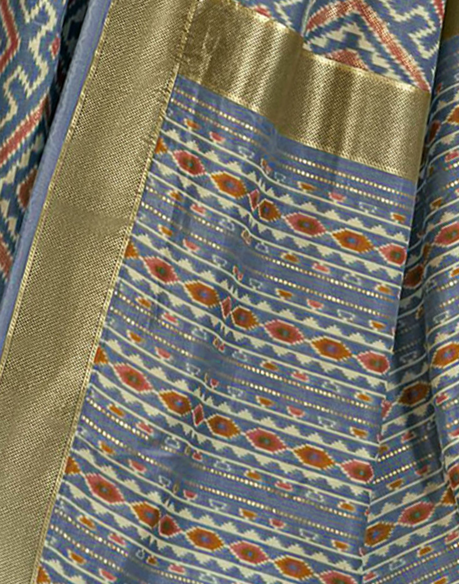 Grey Printed Silk Saree