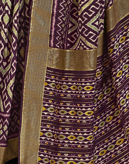 Wine Printed Silk Saree