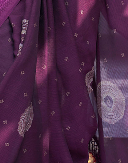 Purple  Printed Chiffon Saree