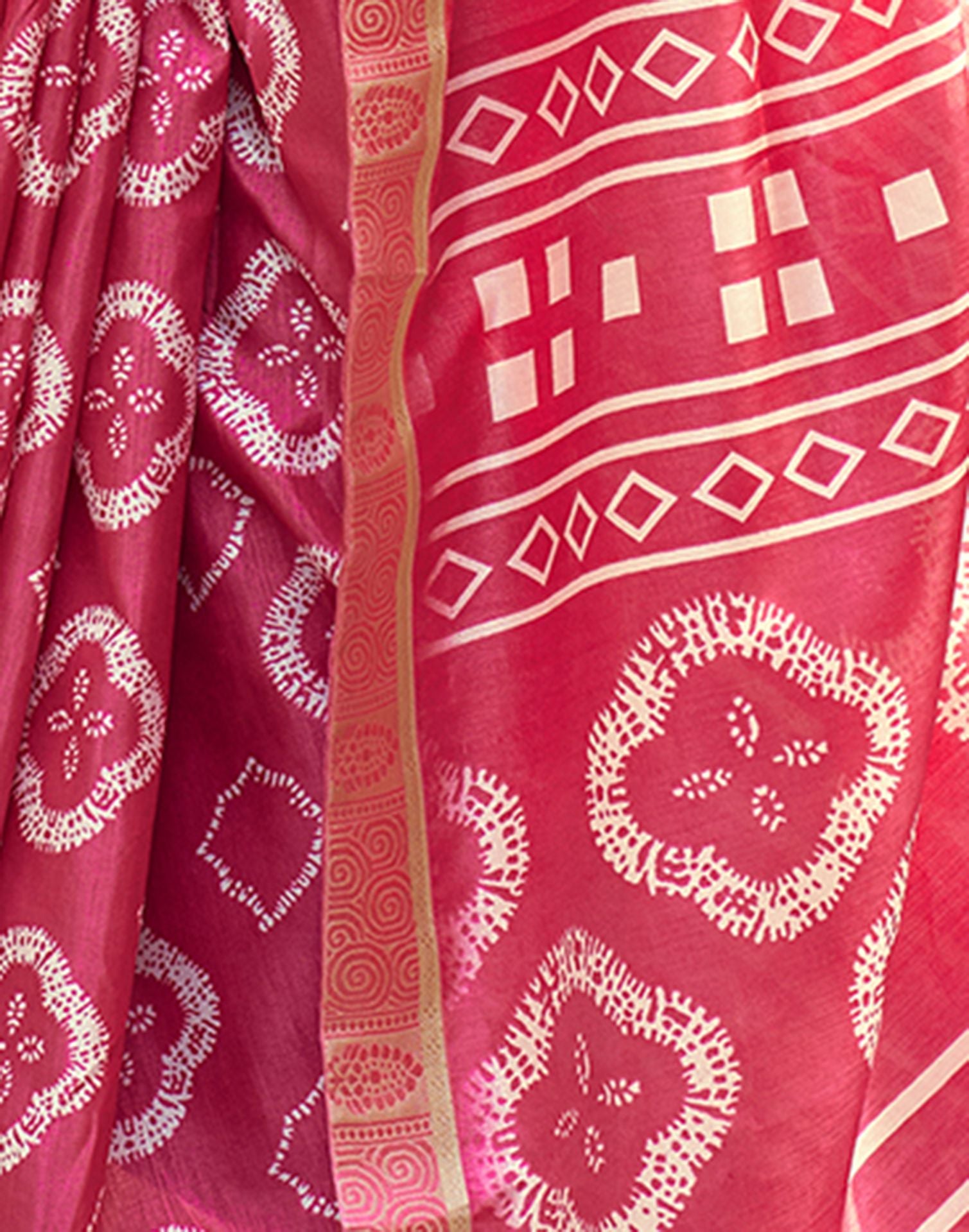 Rose Pink Printed Silk Saree