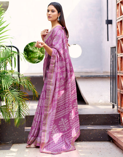 Pink Printed Silk Saree