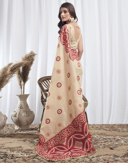 Light Beige Jacquard Linen Saree