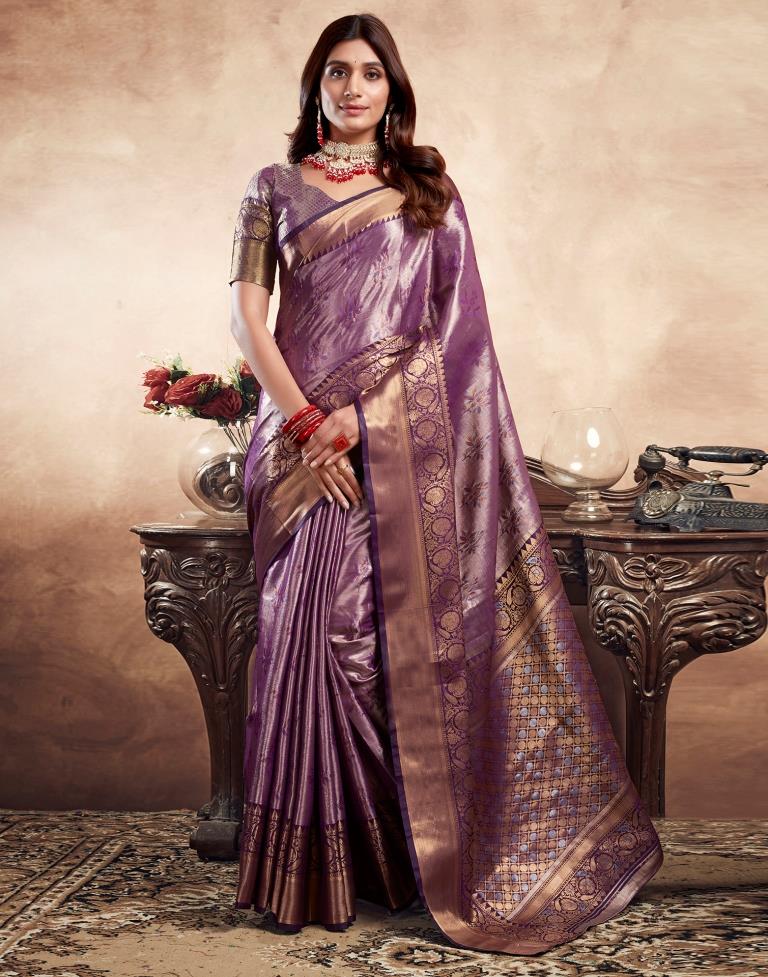 Violet Silk Kanjivaram Saree