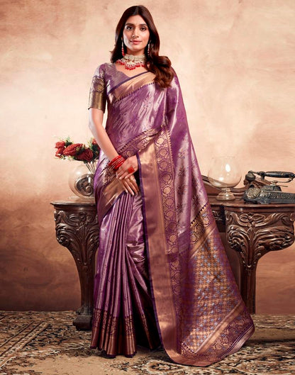 Violet Silk Kanjivaram Saree