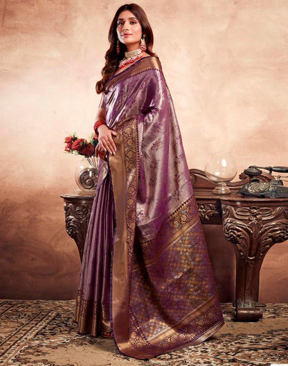 Violet Silk Kanjivaram Saree