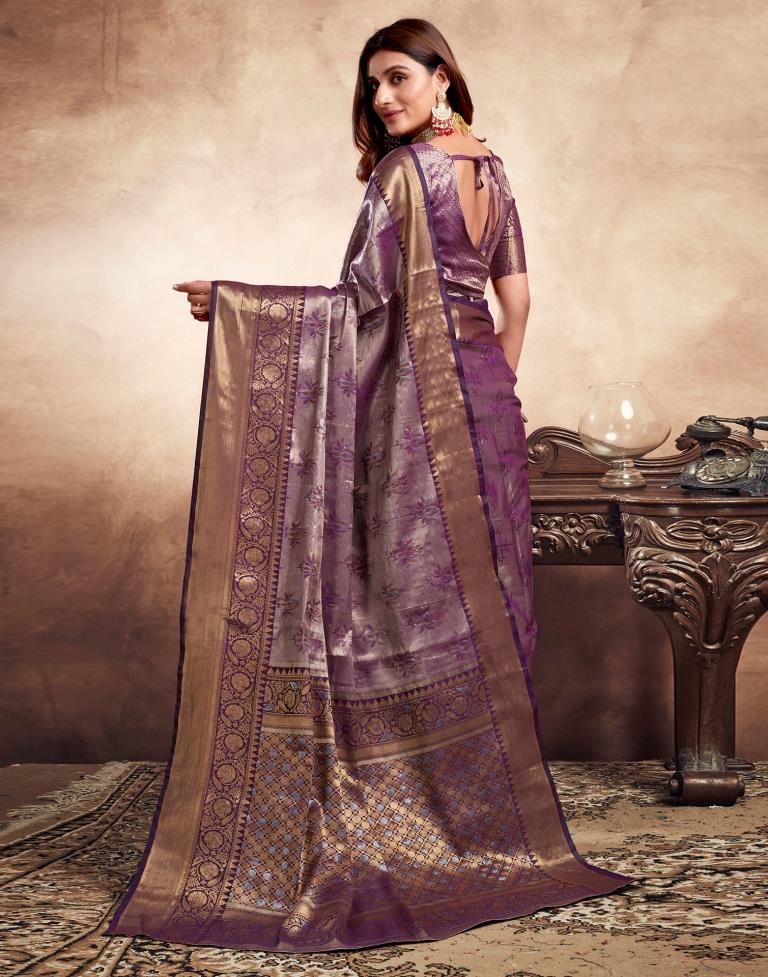 Violet Silk Kanjivaram Saree