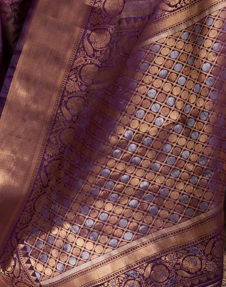 Violet Silk Kanjivaram Saree