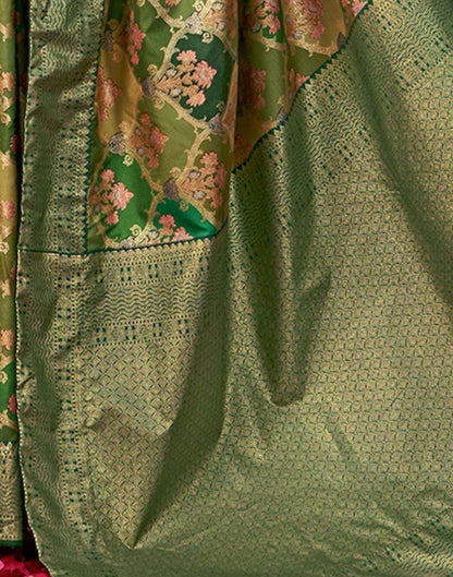 Green Printed Silk Saree