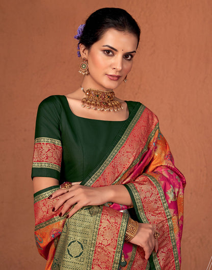 Multicoloured Printed Silk Saree