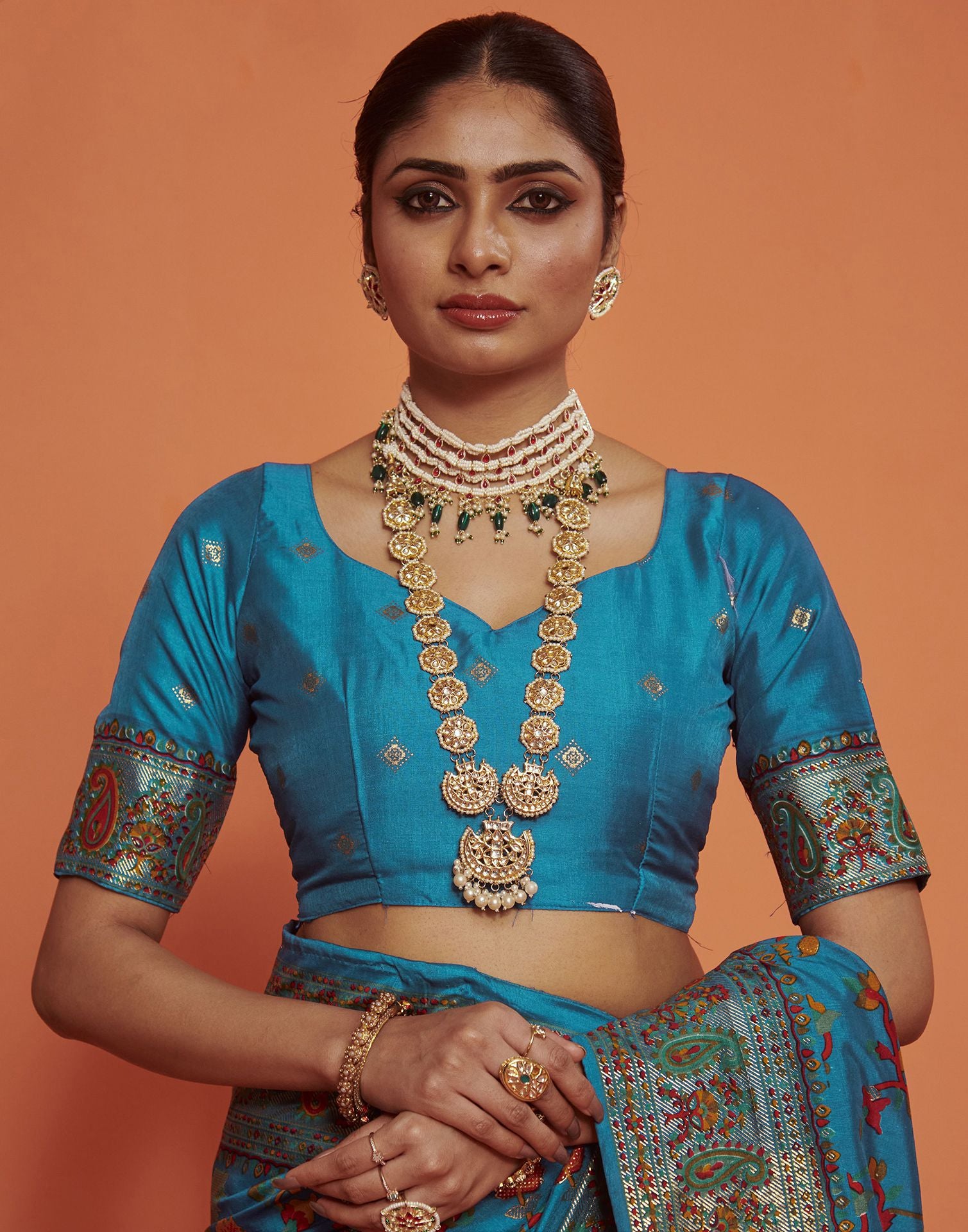 Blue Printed Silk Saree